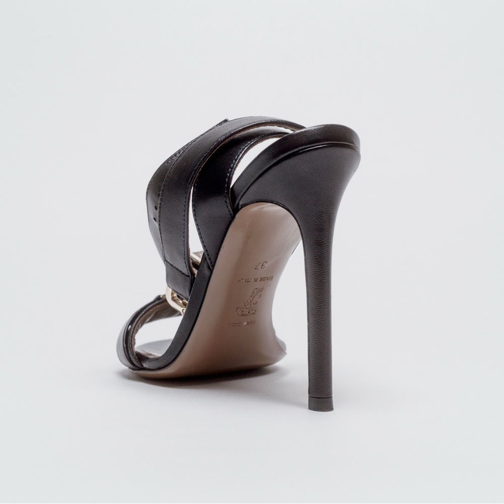 Versace Black Leather Stiletto Sandals - Size 37 - Picture 6 of 11